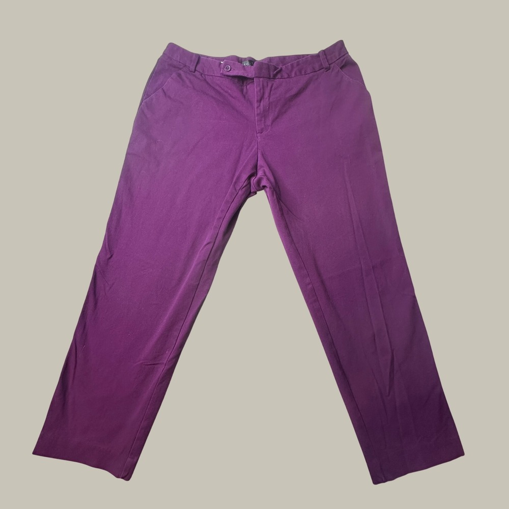 Nicole Miller Pants Womens 16 NFFO7301 Plumberry Purple Stretch Cotton Trousers
